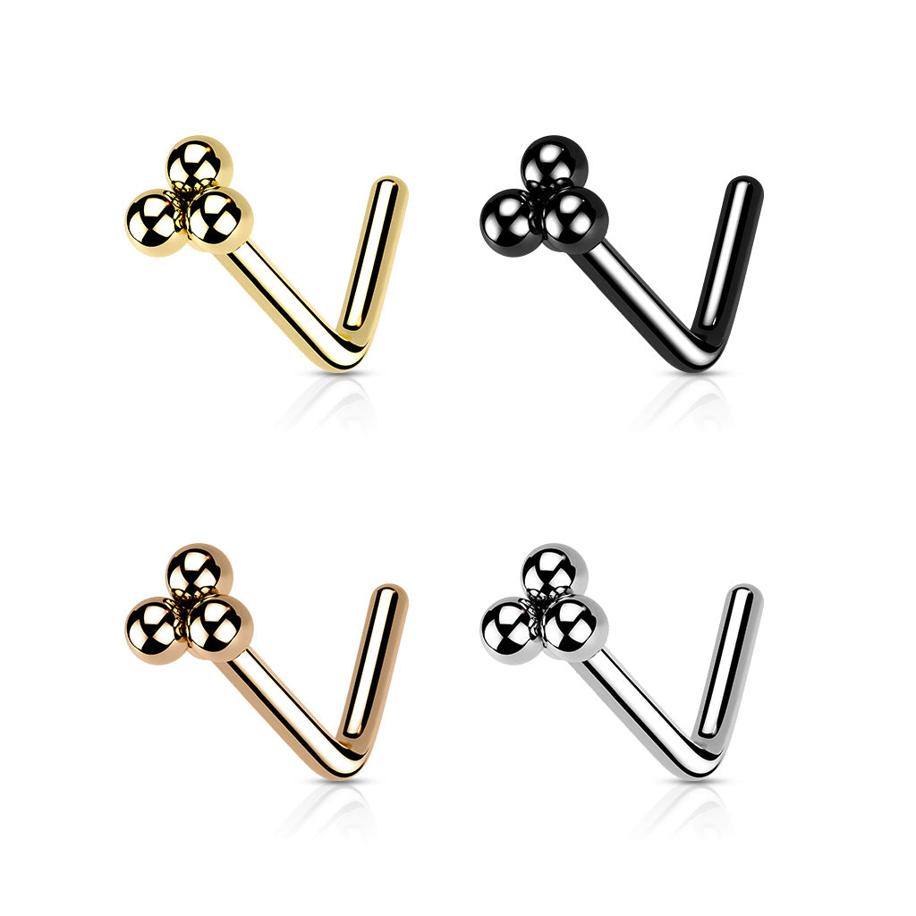 Triangular Ball Cluster Top Nose Stud
