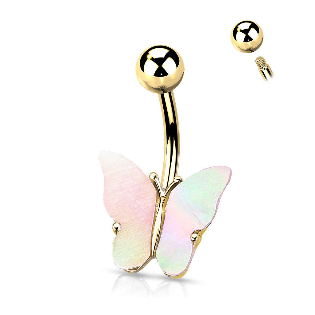 Shell Covered Butterfly Navel Bar