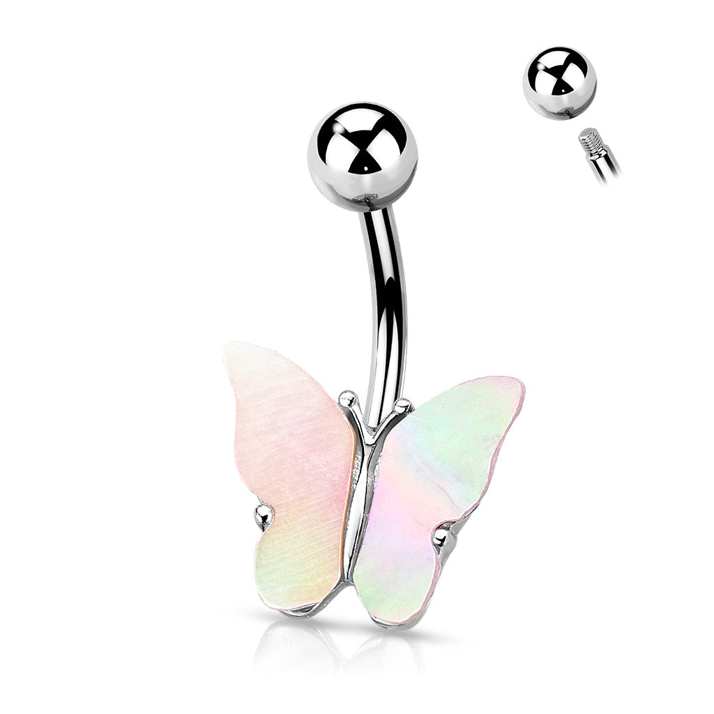 Shell Covered Butterfly Navel Bar