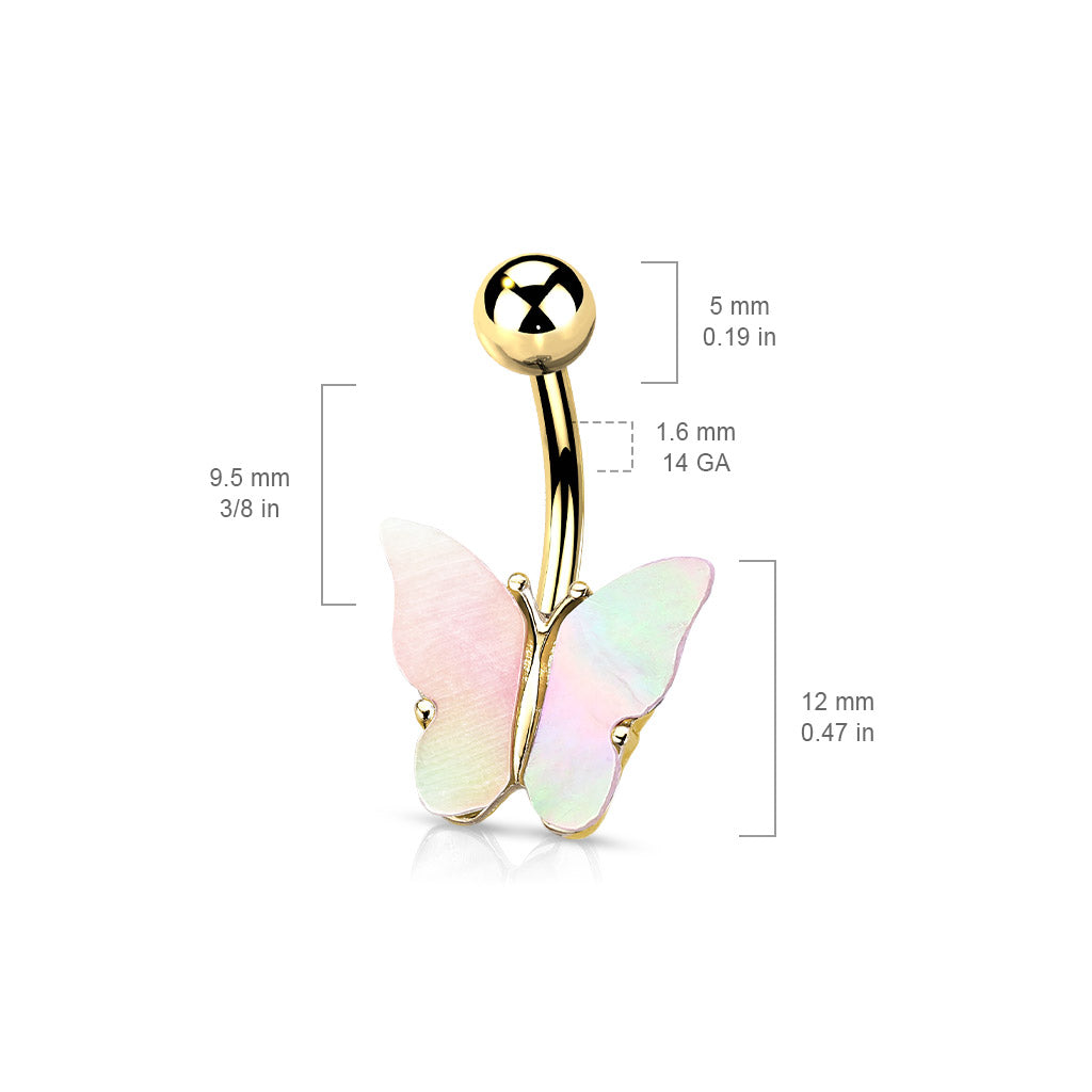 Shell Covered Butterfly Navel Bar