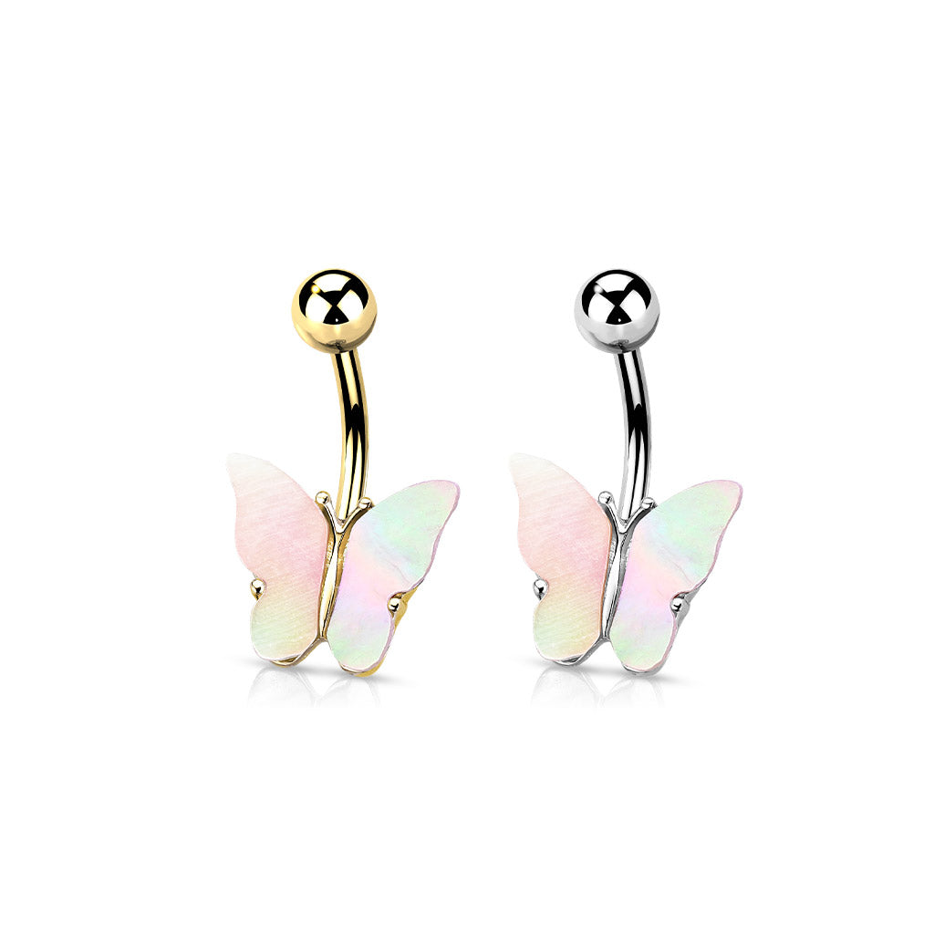 Shell Covered Butterfly Navel Bar