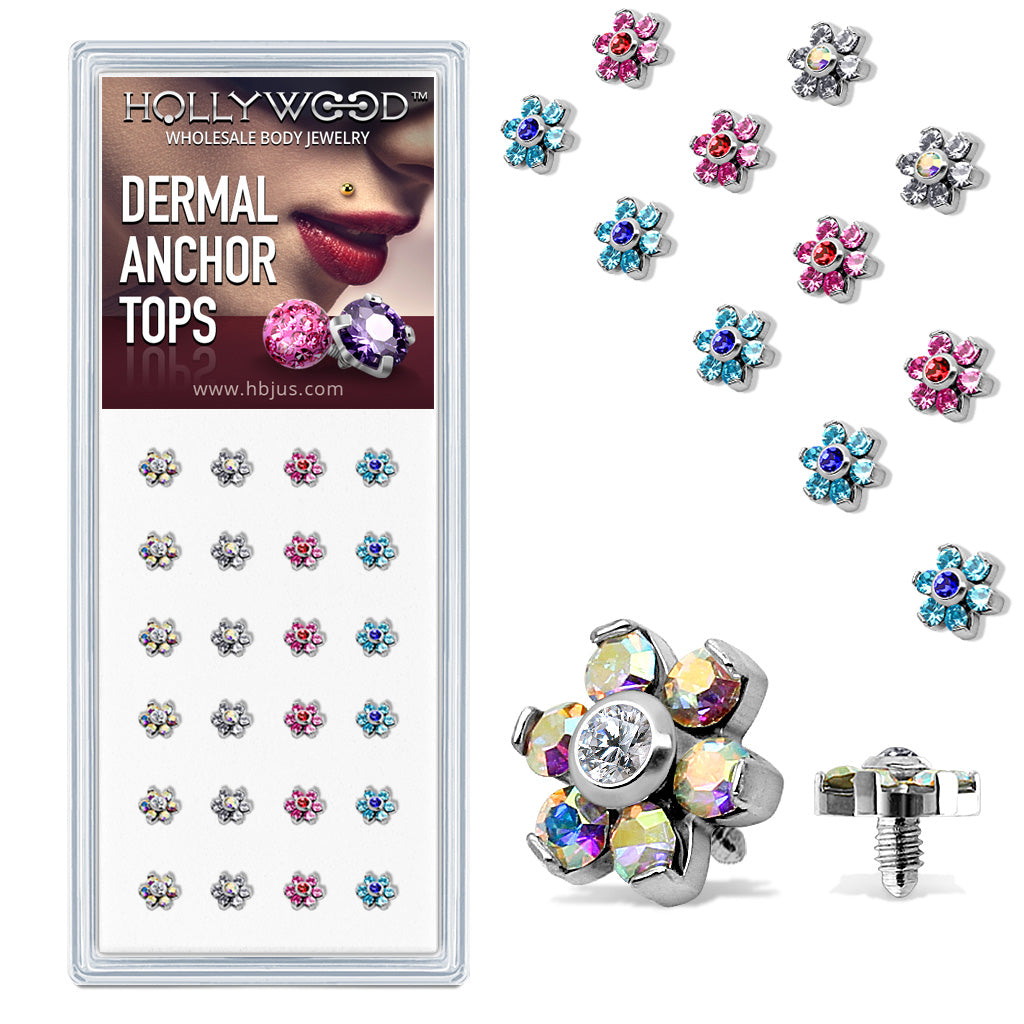Assorted Gem Set Flower Dermal Top