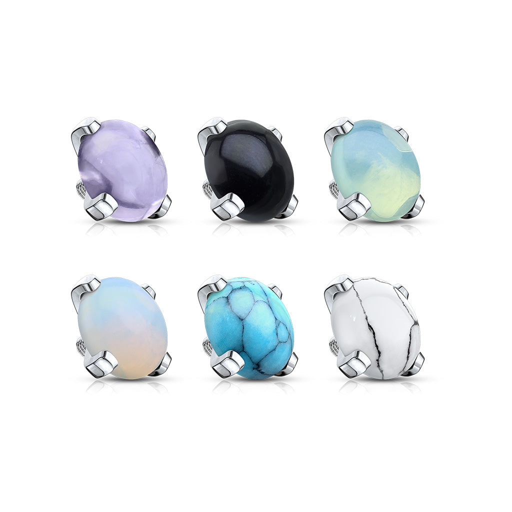 Semi Precious Stone Prong Set Dermal Top