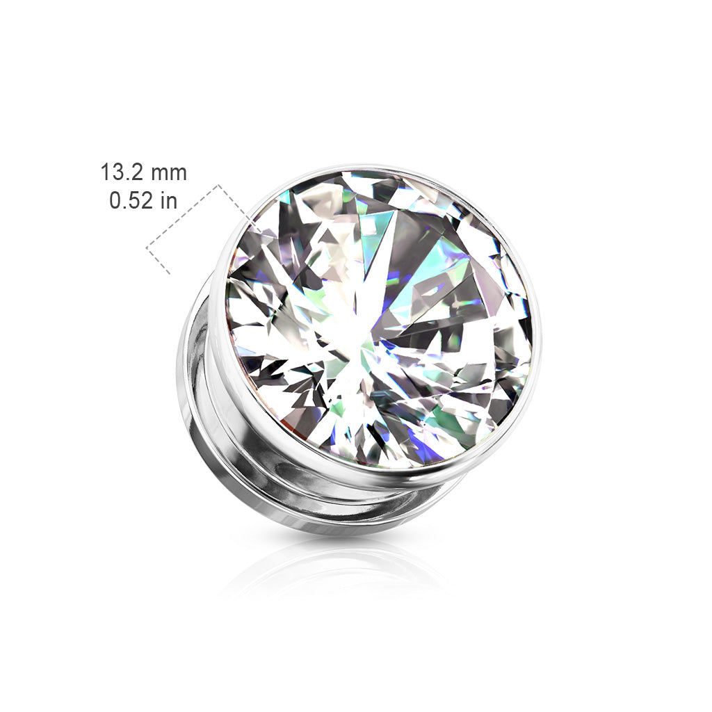 Zircon Bezel Set Screw Fit Flesh Tunnels