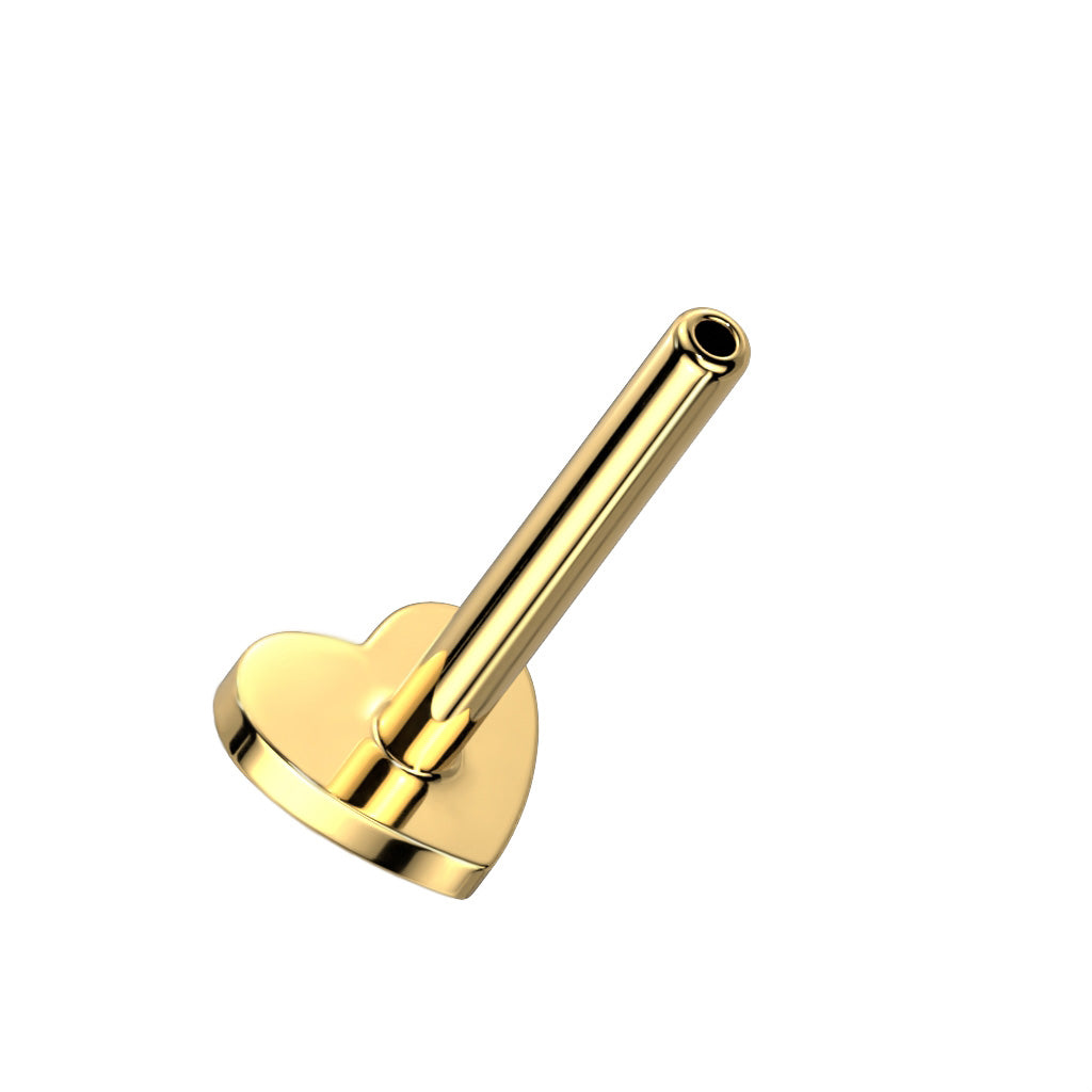 16g Titanium Threadless Push In Heart Flat Back Stud Labret Post