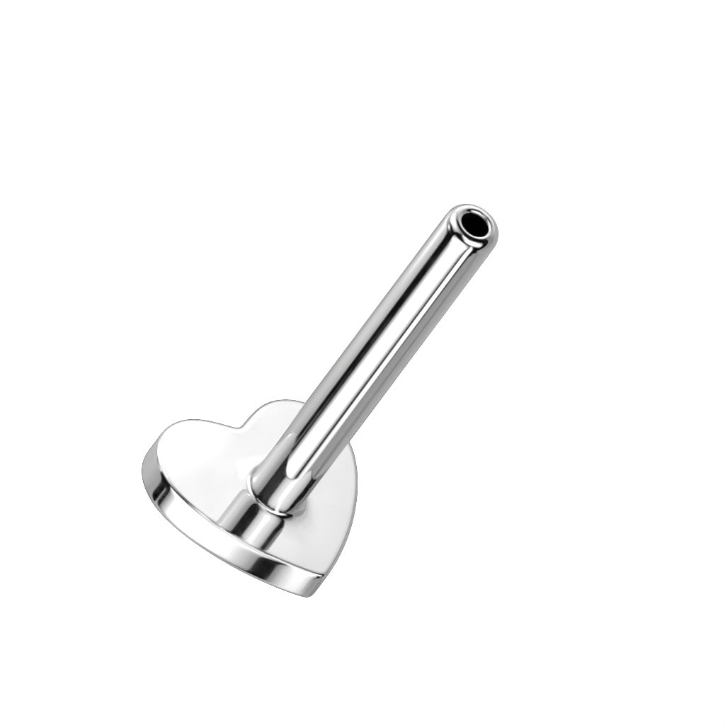 16g Titanium Threadless Push In Heart Flat Back Stud Labret Post