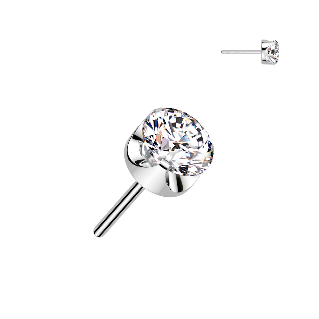 Threadless Push In Prong Set Round CZ Top