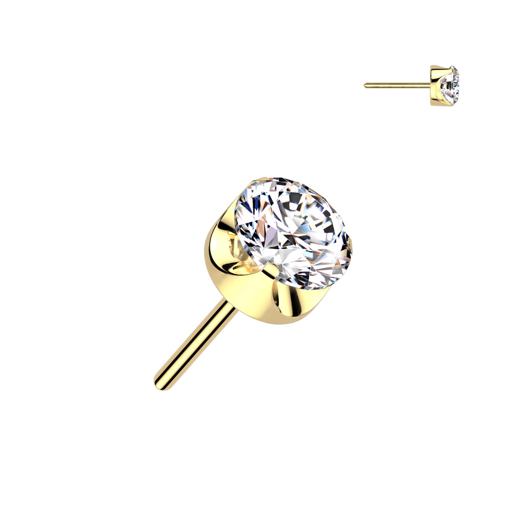 Threadless Push In Prong Set Round CZ Top