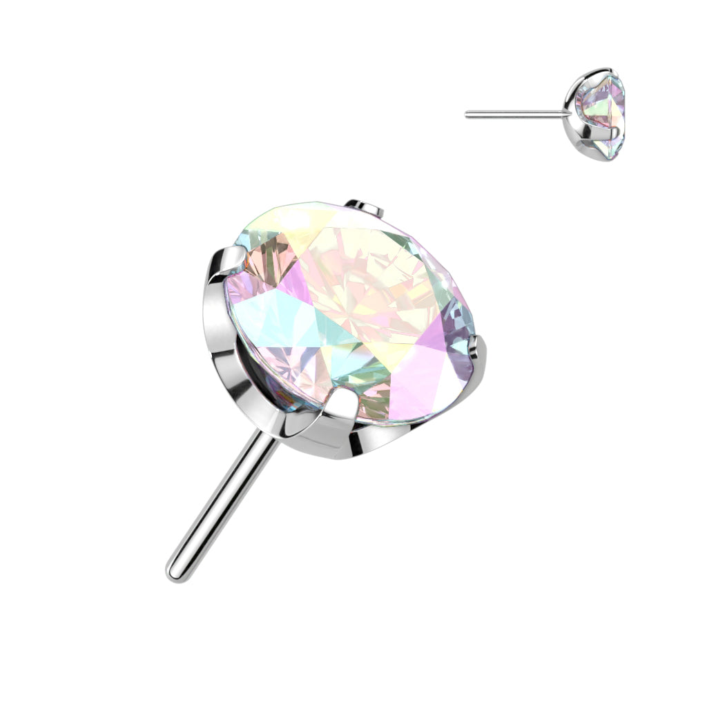 Threadless Push-in CNC Cut Round Back Claw Set CZ Top
