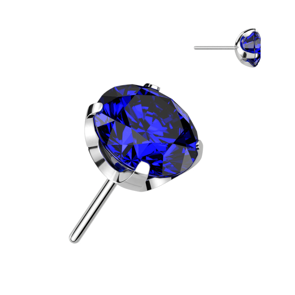 Threadless Push-in CNC Cut Round Back Claw Set CZ Top