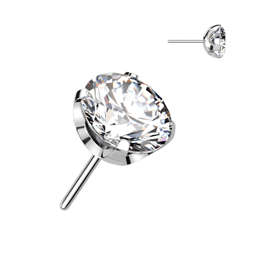 Threadless Push-in CNC Cut Round Back Claw Set CZ Top