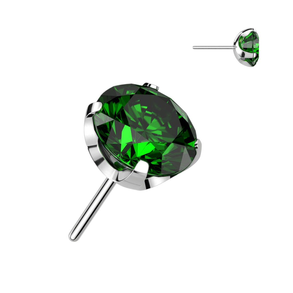 Threadless Push-in CNC Cut Round Back Claw Set CZ Top