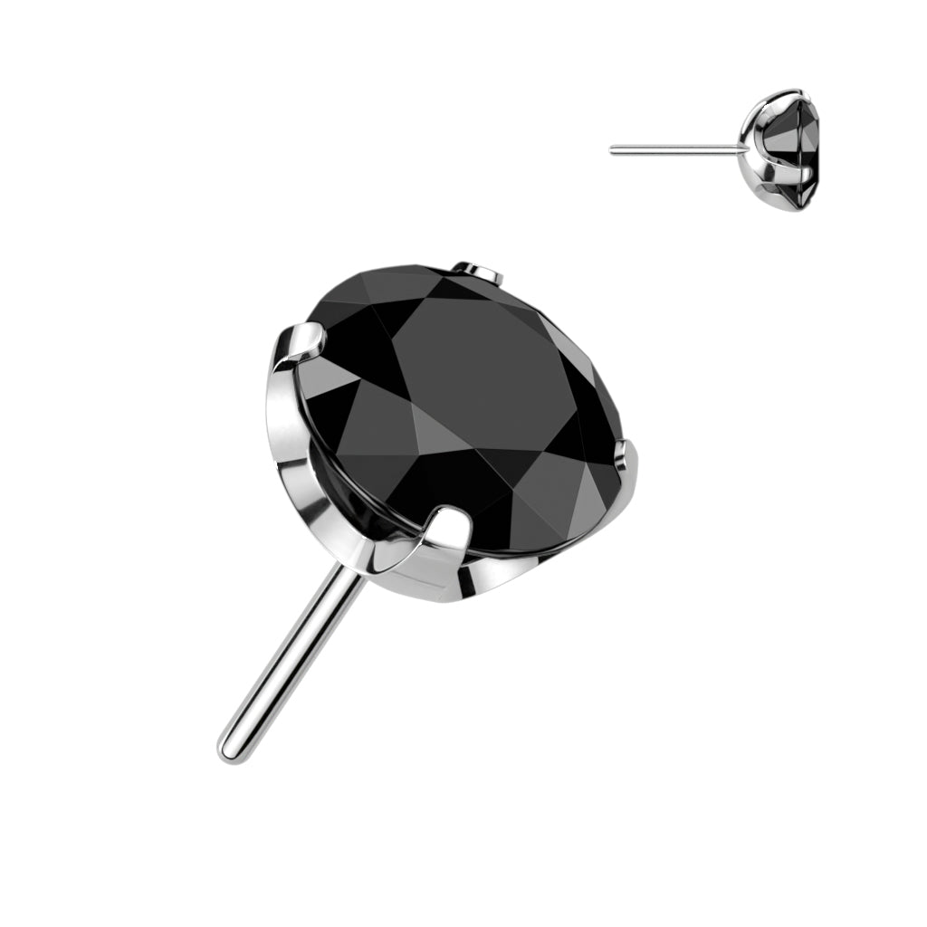 Threadless Push-in CNC Cut Round Back Claw Set CZ Top