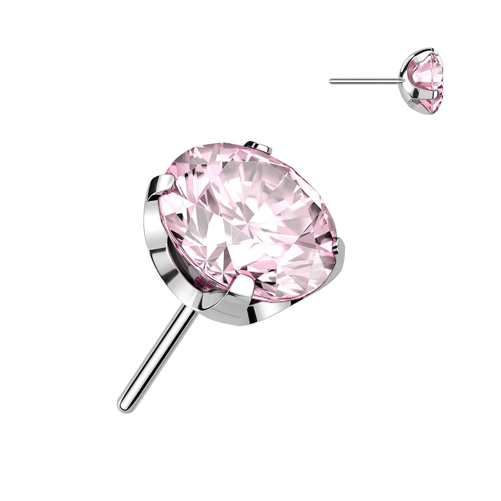 Threadless Push-in CNC Cut Round Back Claw Set CZ Top