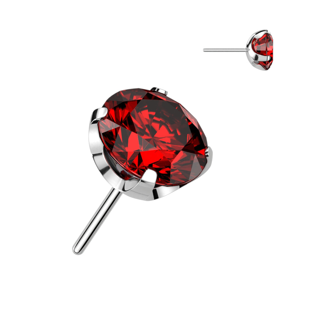 Threadless Push-in CNC Cut Round Back Claw Set CZ Top