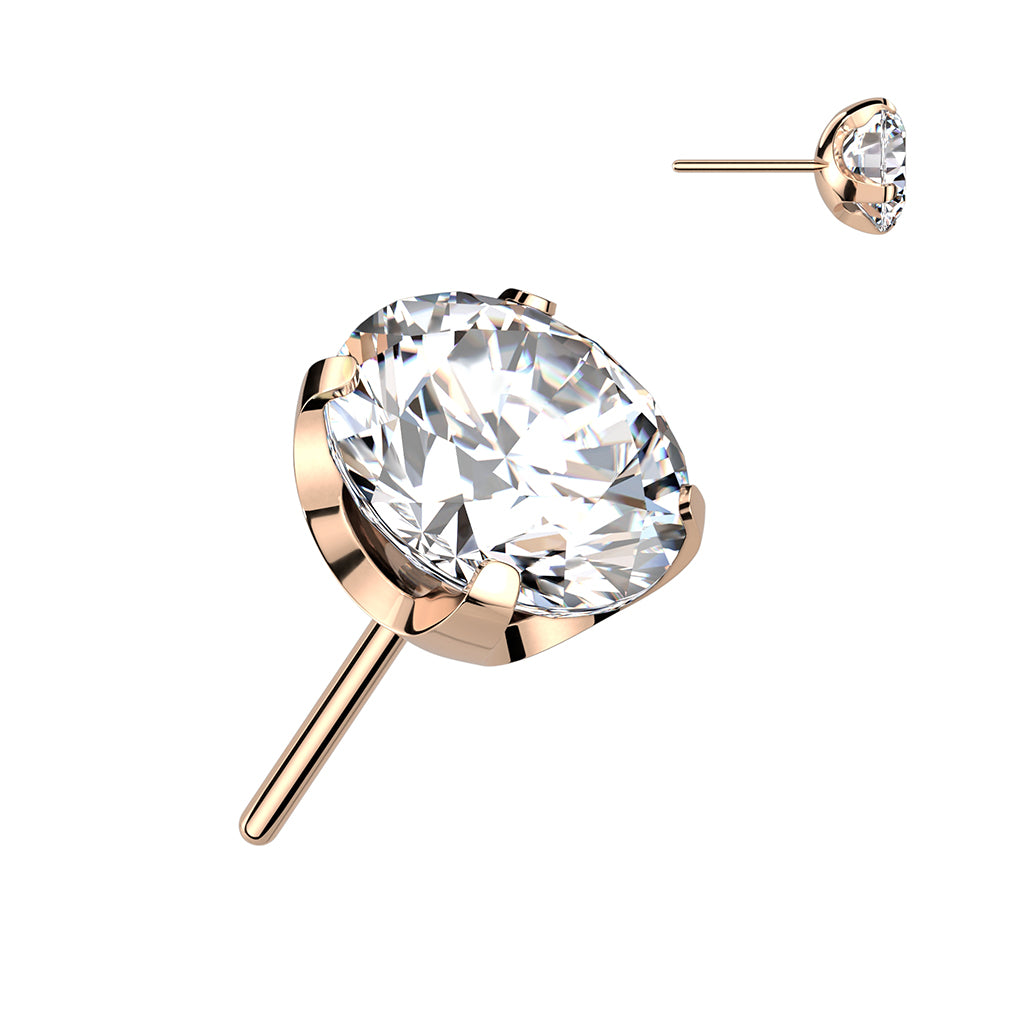 Threadless Push-in CNC Cut Round Back Claw Set CZ Top