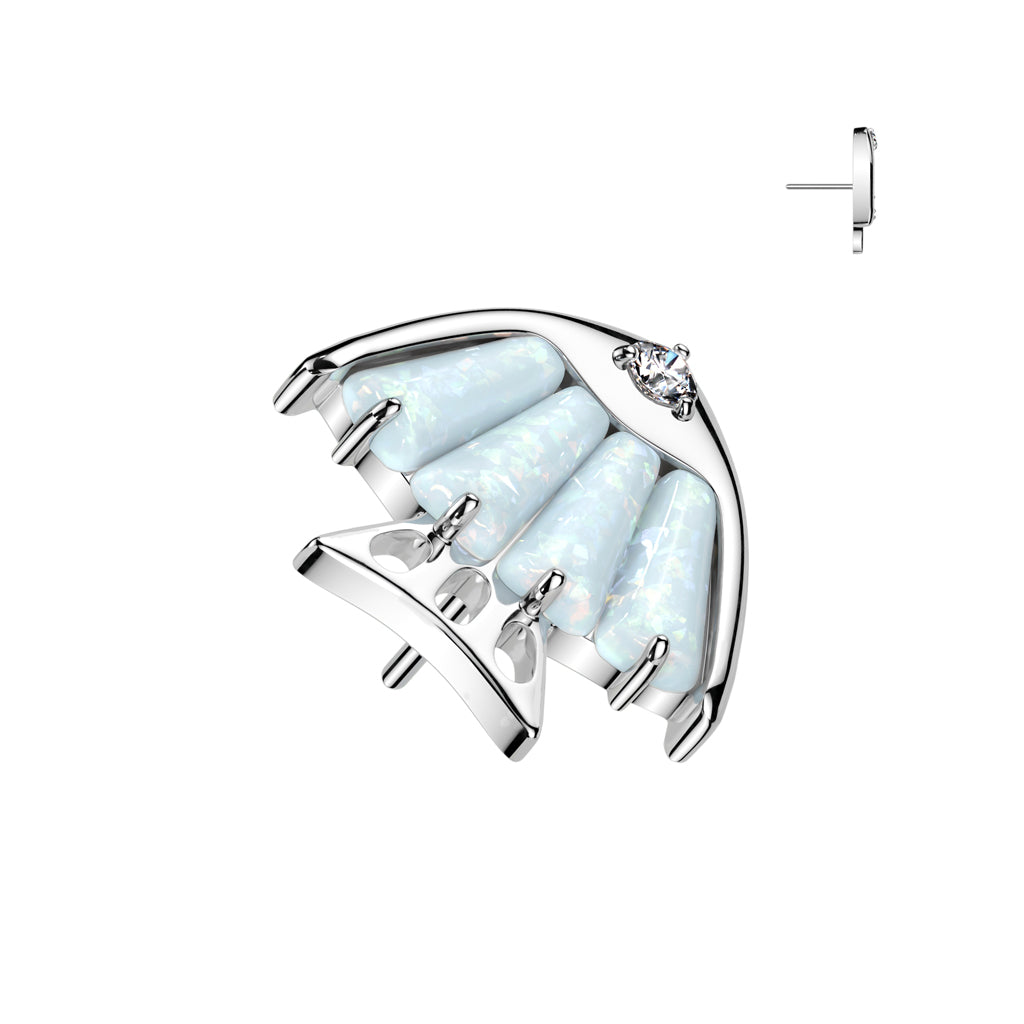 Threadless Push In 4 Baguette CZ or Opal Fish Body With CZ Eye Top