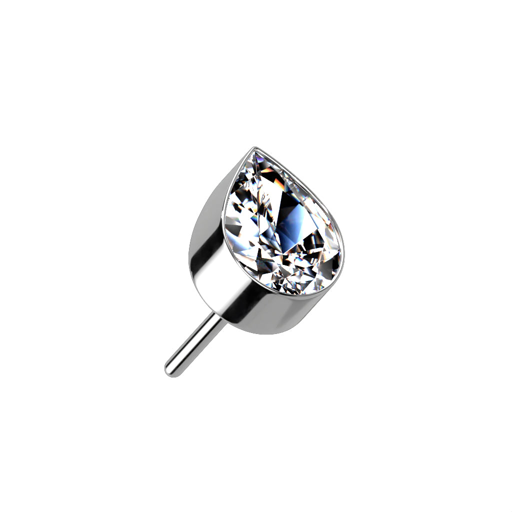 Threadless Push-in Bezel Set Teardrop CZ Top