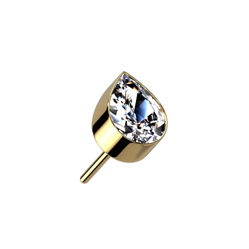 Threadless Push-in Bezel Set Teardrop CZ Top