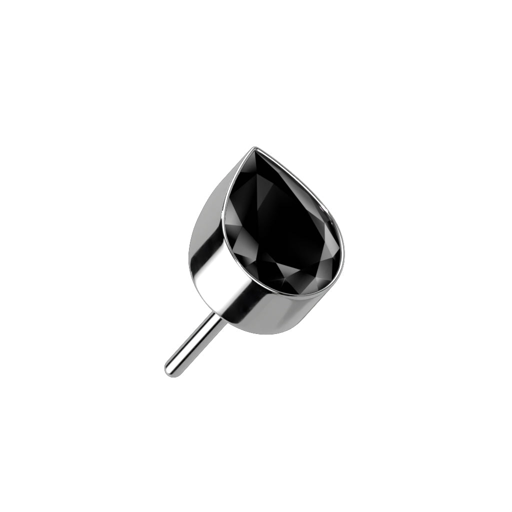 Threadless Push-in Bezel Set Teardrop CZ Top