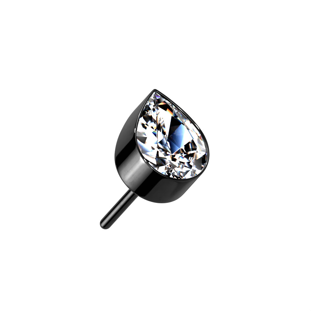 Threadless Push-in Bezel Set Teardrop CZ Top