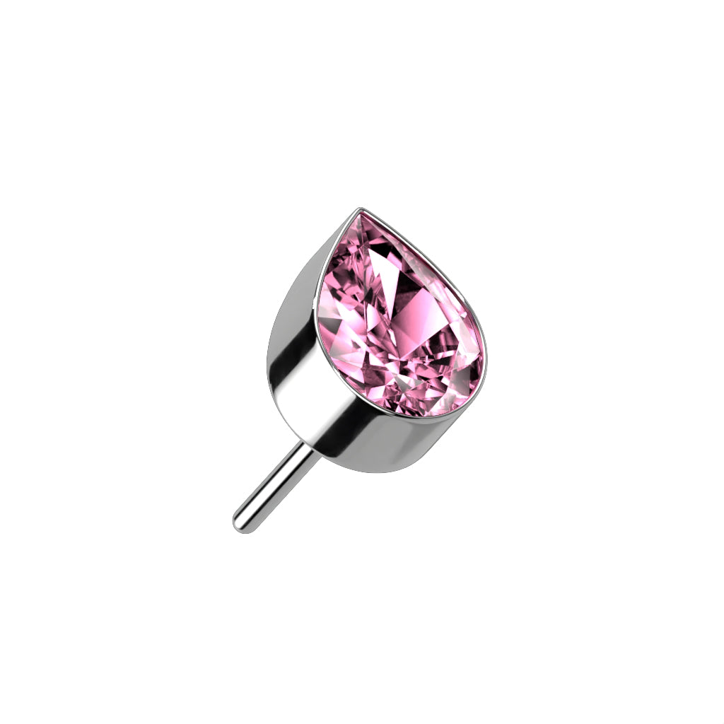 Threadless Push-in Bezel Set Teardrop CZ Top