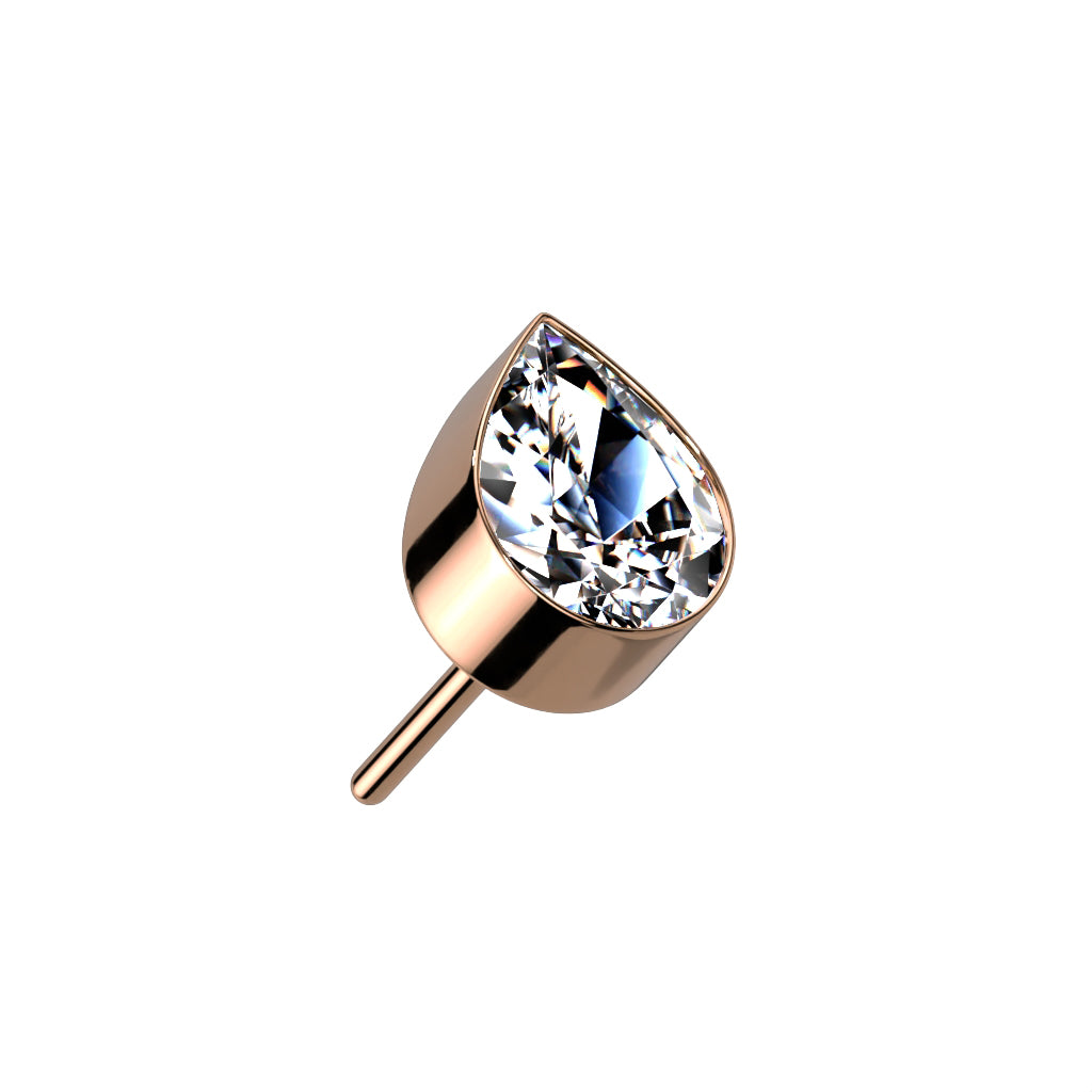 Threadless Push-in Bezel Set Teardrop CZ Top