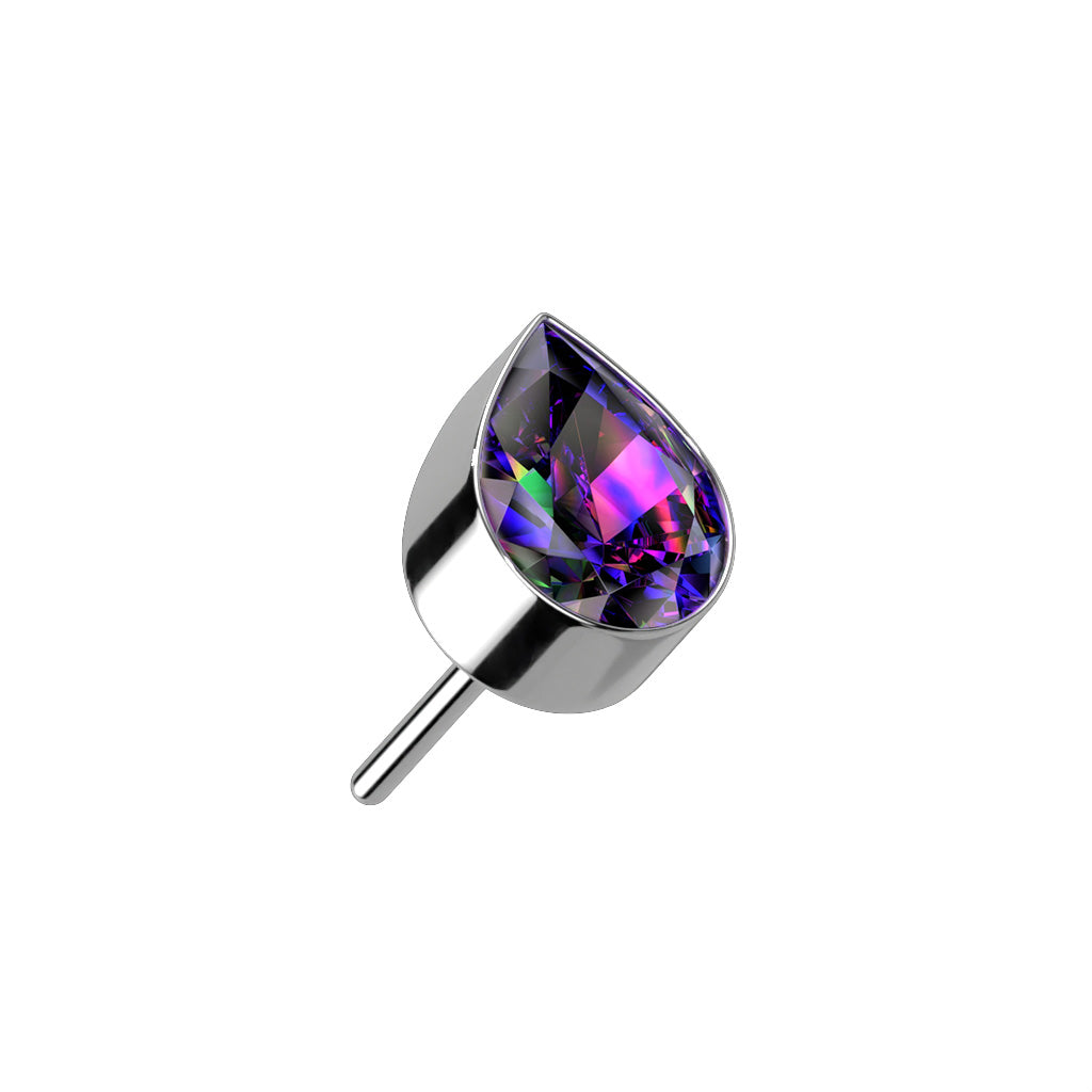 Threadless Push-in Bezel Set Teardrop CZ Top