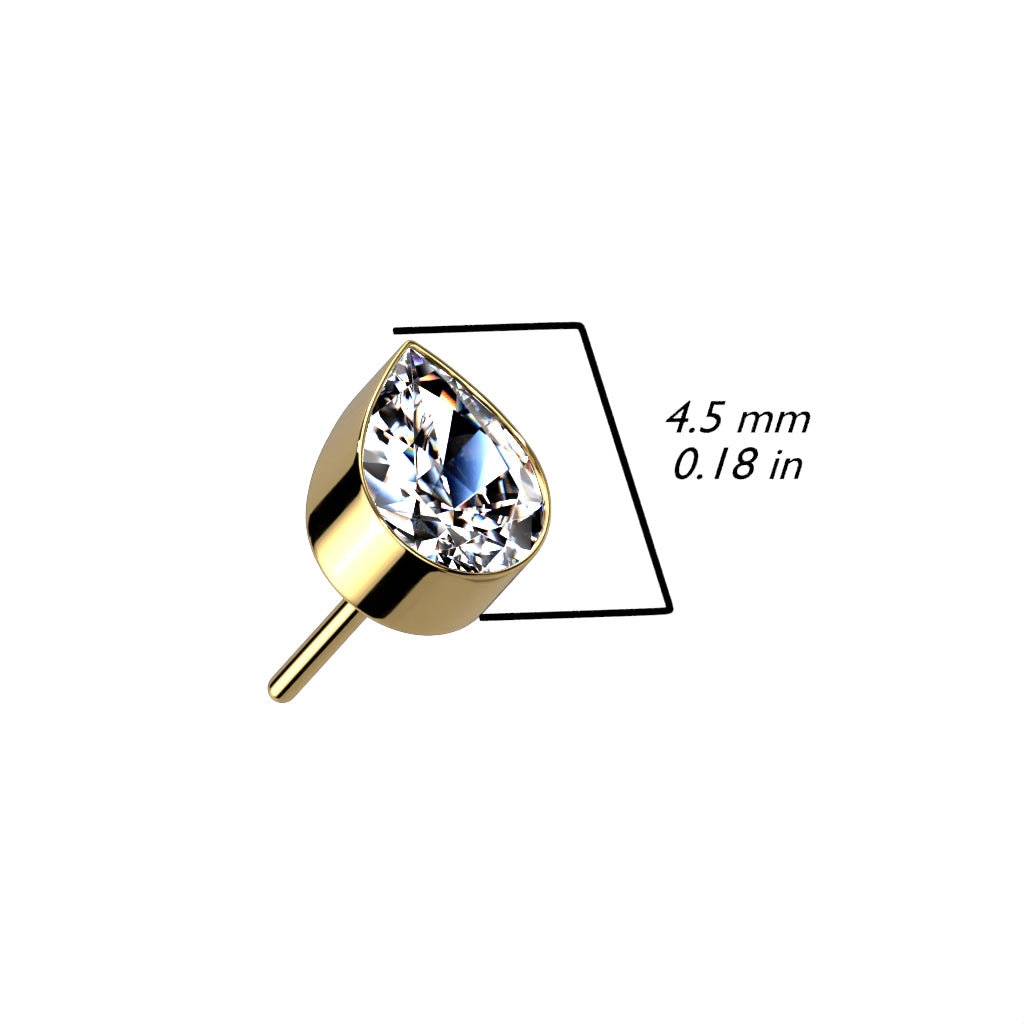 Threadless Push-in Bezel Set Teardrop CZ Top