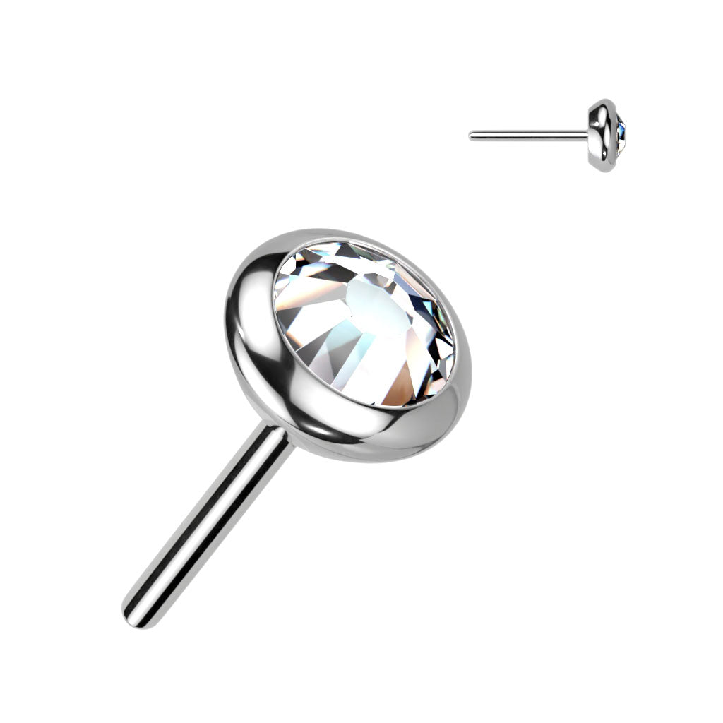 Threadless Push-in Round Flat Bezel Set CZ or Opal Top