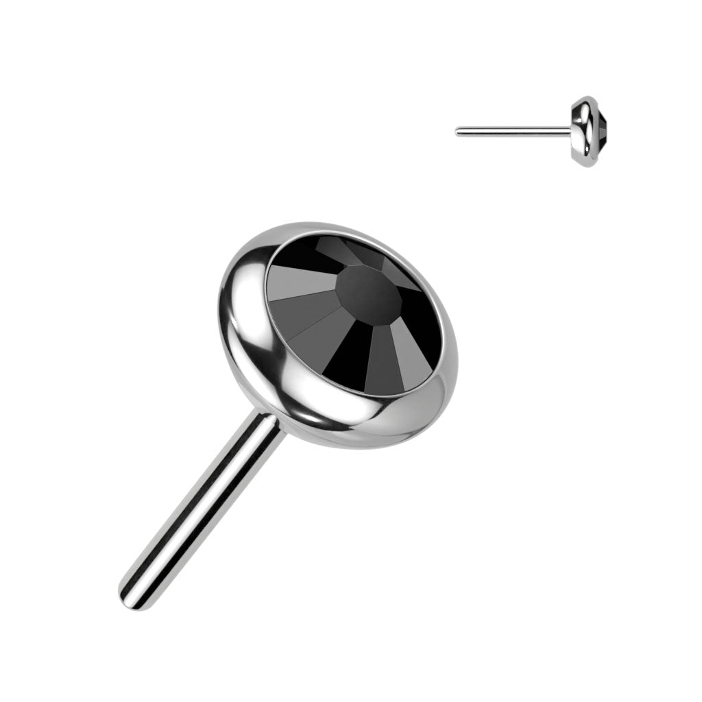 Threadless Push-in Round Flat Bezel Set CZ or Opal Top