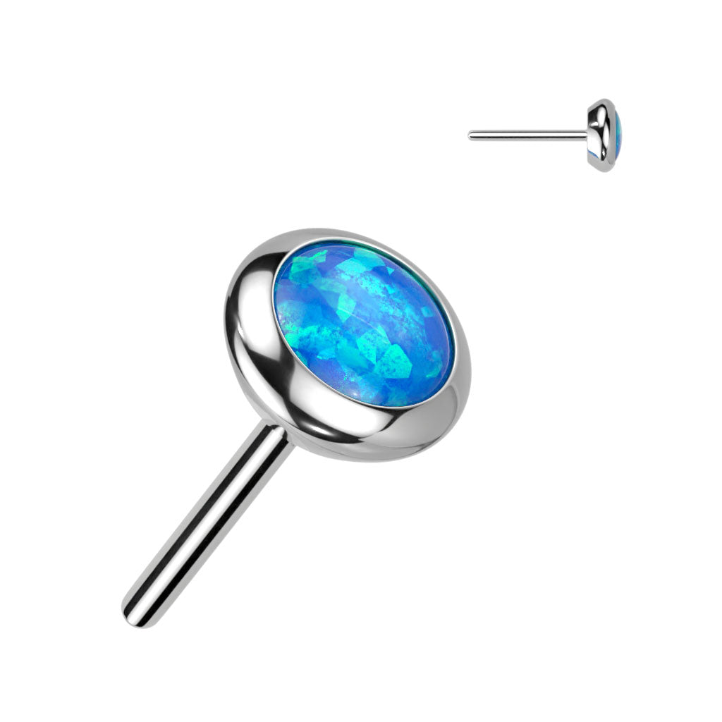 Threadless Push-in Round Flat Bezel Set CZ or Opal Top