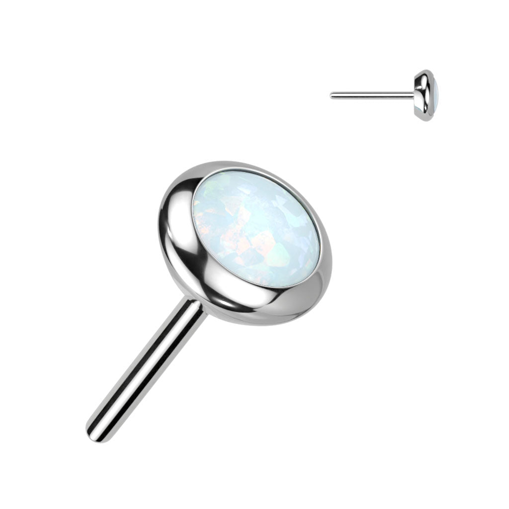 Threadless Push-in Round Flat Bezel Set CZ or Opal Top