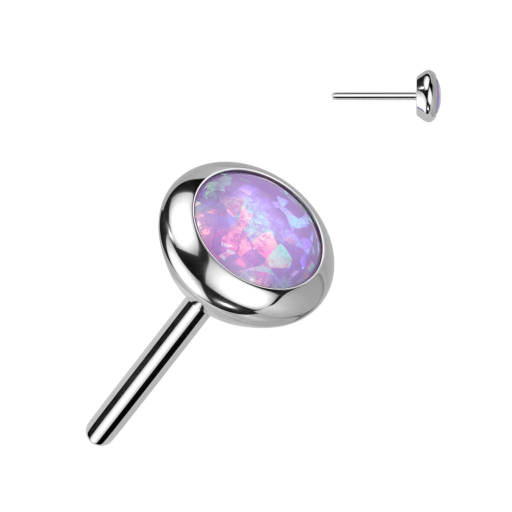 Threadless Push-in Round Flat Bezel Set CZ or Opal Top