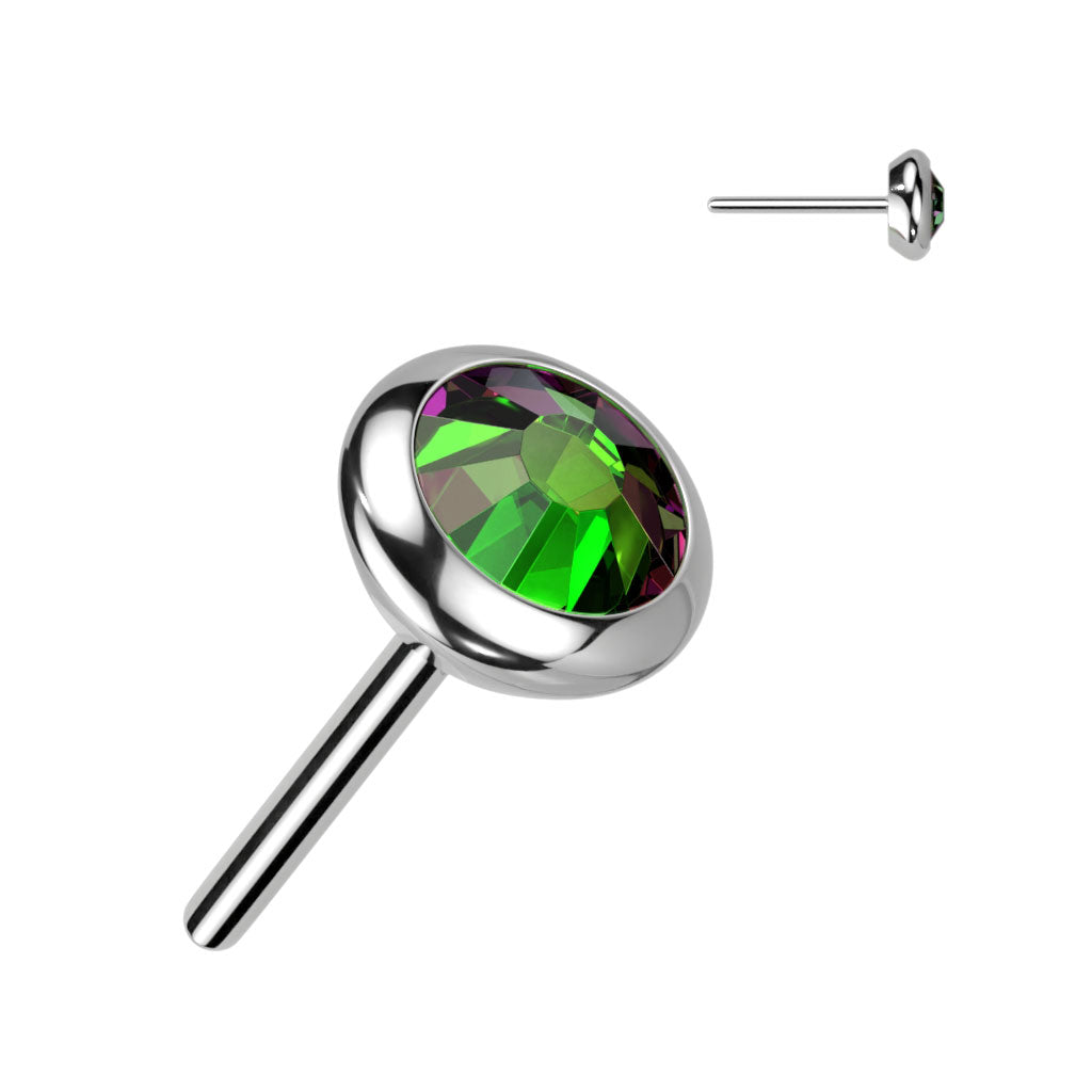 Threadless Push-in Round Flat Bezel Set CZ or Opal Top