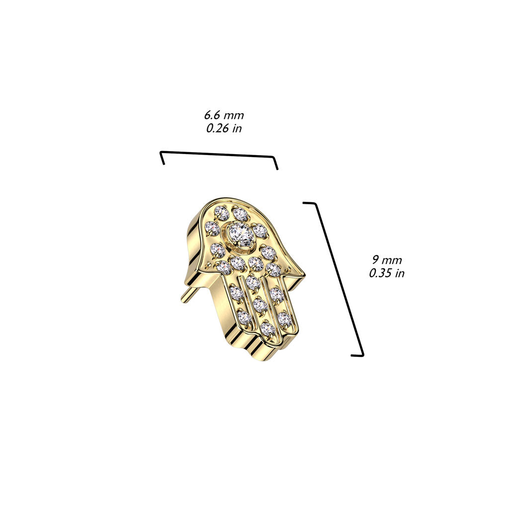 Threadless Push In Hamsa Pave CZ Top