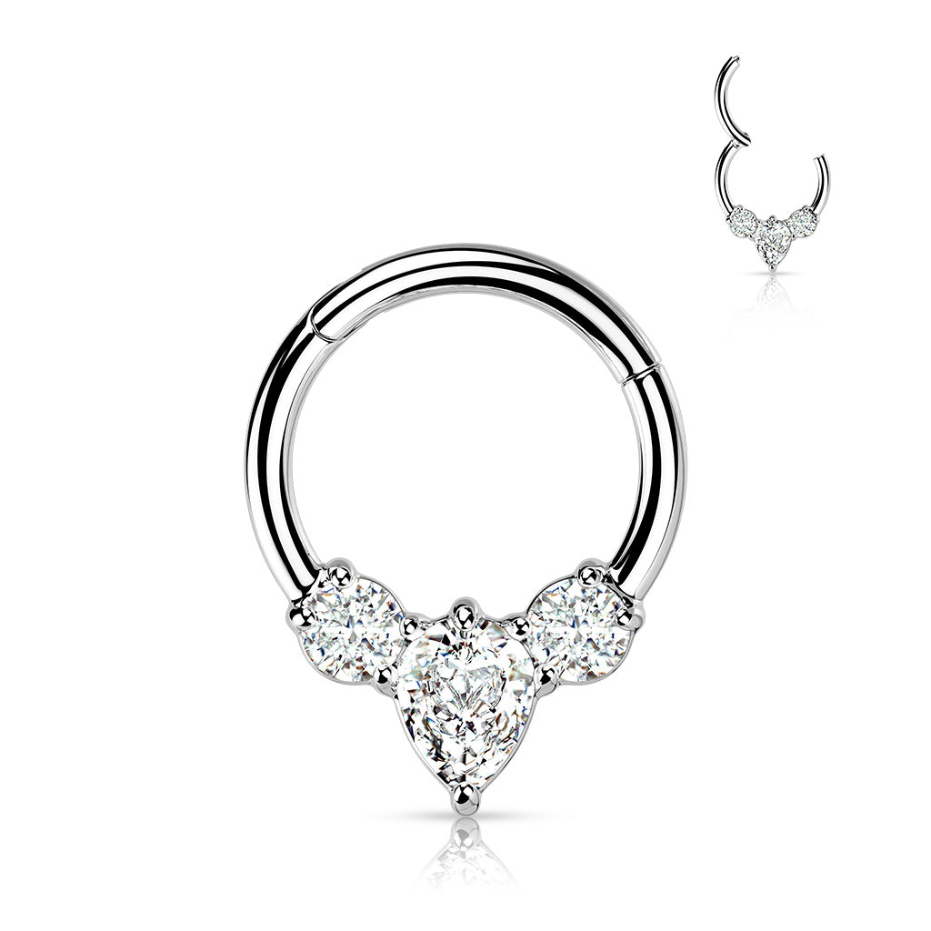 High Quality Precision Hinged Segment with Pear CZ between 2 Round CZ