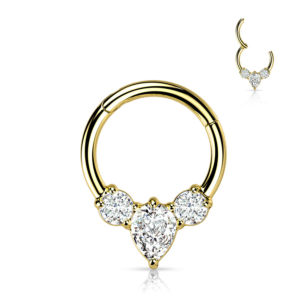 High Quality Precision Hinged Segment with Pear CZ between 2 Round CZ