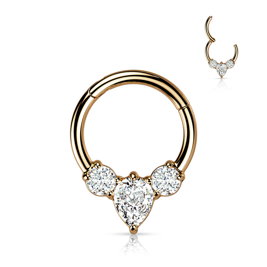 High Quality Precision Hinged Segment with Pear CZ between 2 Round CZ