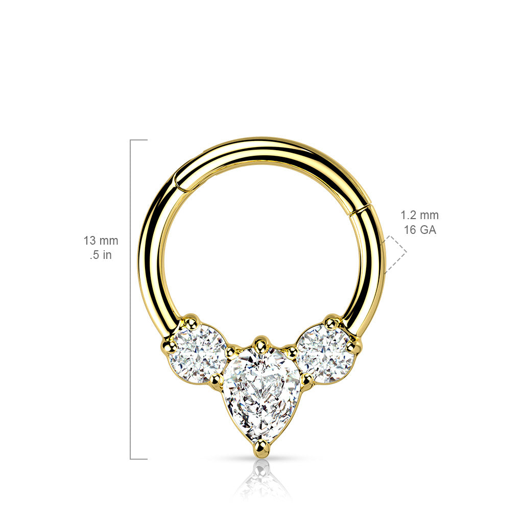 High Quality Precision Hinged Segment with Pear CZ between 2 Round CZ