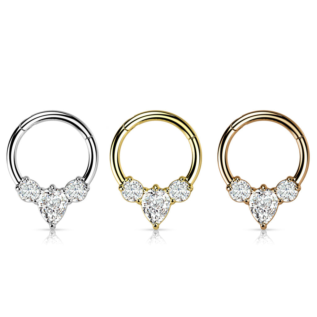 High Quality Precision Hinged Segment with Pear CZ between 2 Round CZ