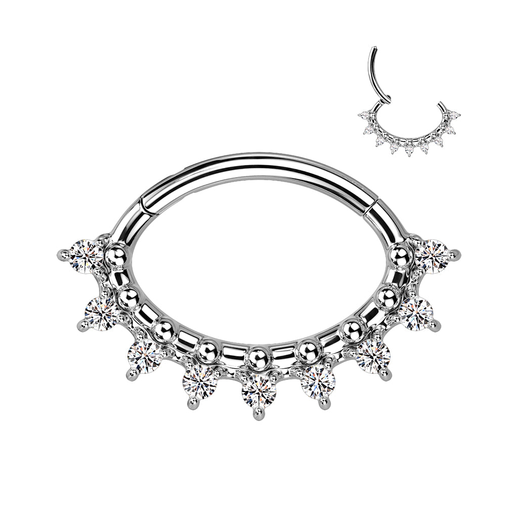 Oval Hinged Segment Ring with Front Facing Multiple CZ Fan