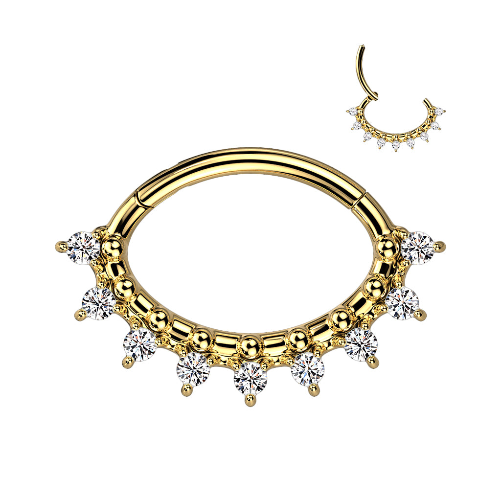 Oval Hinged Segment Ring with Front Facing Multiple CZ Fan