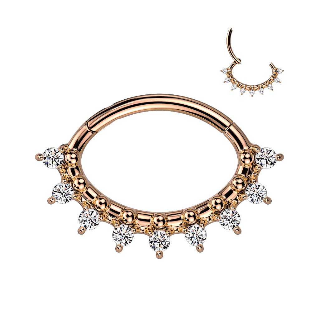 Oval Hinged Segment Ring with Front Facing Multiple CZ Fan
