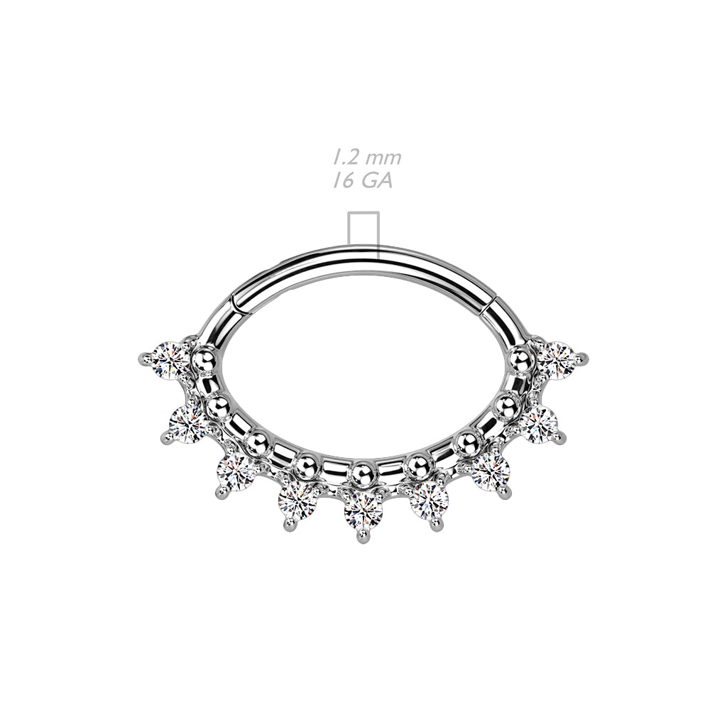 Oval Hinged Segment Ring with Front Facing Multiple CZ Fan