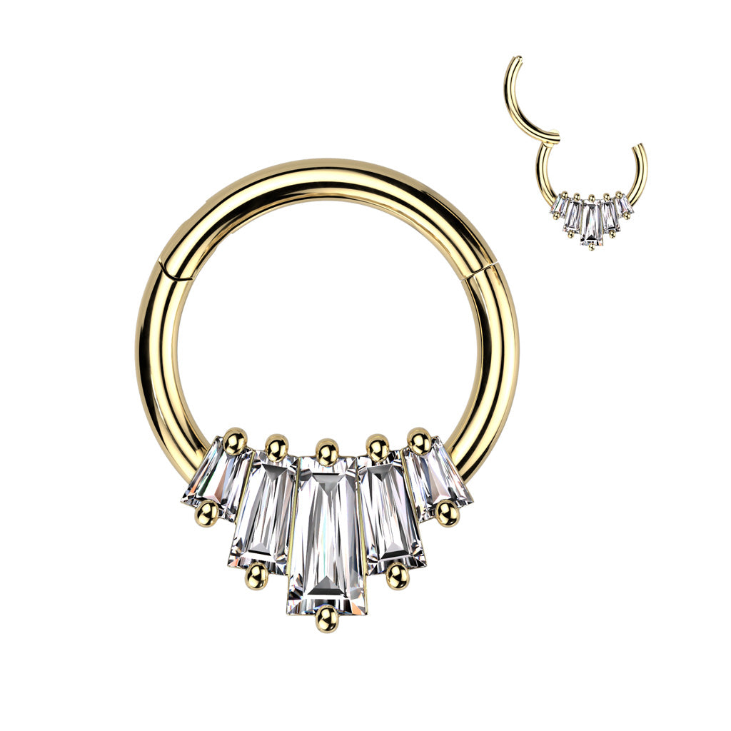 High Quality Precision Hinged Segment Ring With 5 Baguette