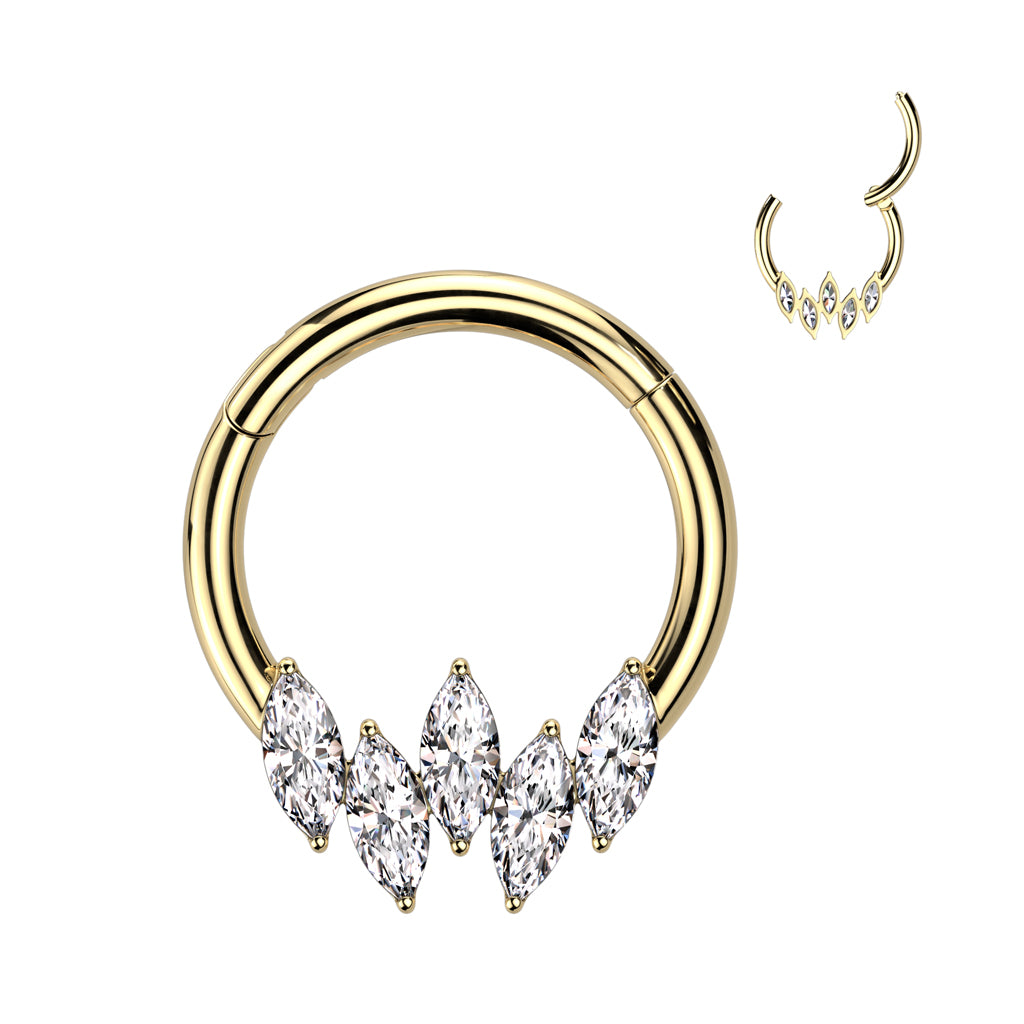 High Quality Precision 5 Marquise CZ Segment Ring