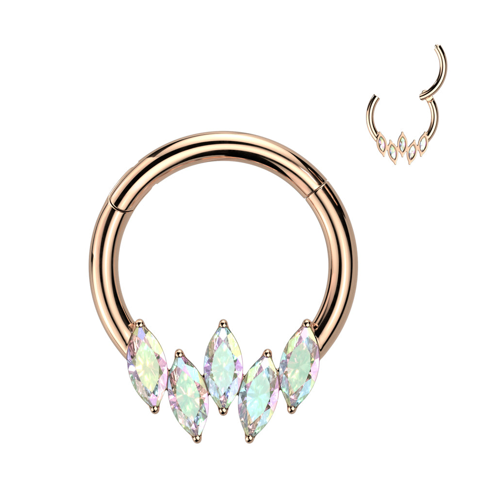 High Quality Precision 5 Marquise CZ Segment Ring