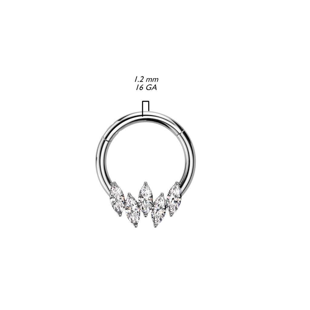 High Quality Precision 5 Marquise CZ Segment Ring