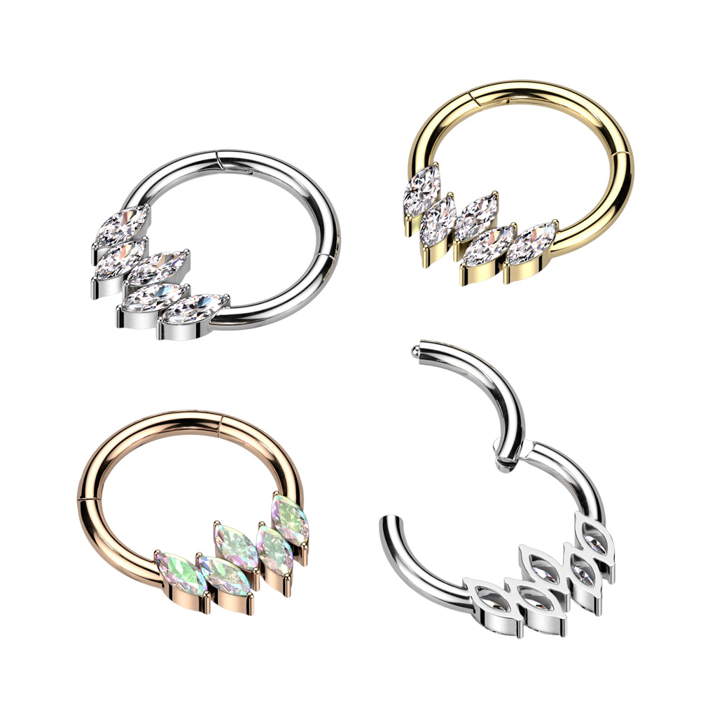 High Quality Precision 5 Marquise CZ Segment Ring